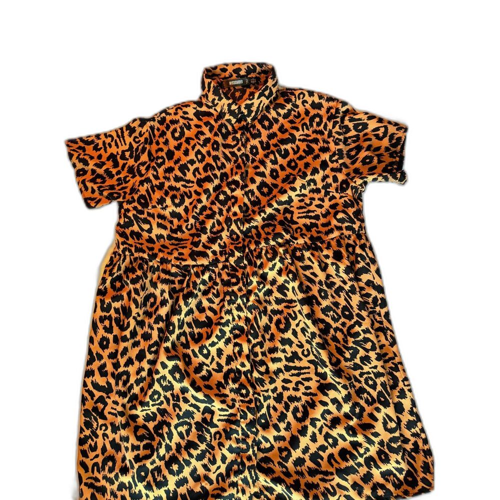 MISSGUIDED Leopard Print Button-Down Babydoll Mini Dress (US 2 / UK 6)